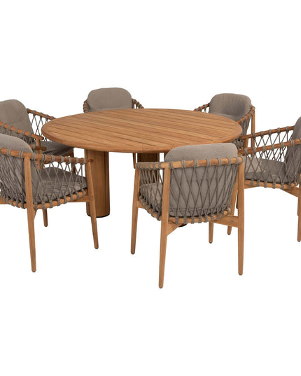 4 Seasons Outdoor Nora dining stoel + Taste 4SO Corsica tafel teak 160 Ø cm