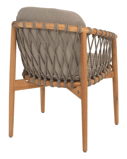 4 Seasons Outdoor Nora dining stoel + Taste 4SO Prado teak tafel 130 Ø cm teak onderstel