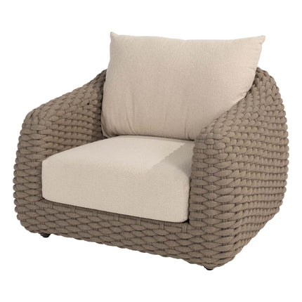 4 Seasons Outdoor Maxime chaise lounge bank + loungestoel + Finn salontafel kiezel-vorm