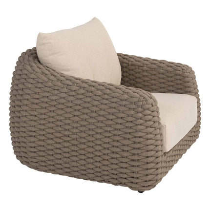4 Seasons Outdoor Maxime chaise lounge bank + loungestoel + Finn salontafel kiezel-vorm