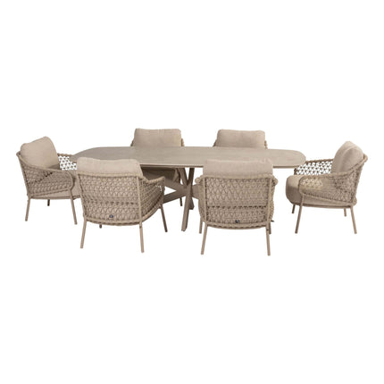 4 Seasons Outdoor Sardinia low dining stoel + Nevada low dining tafel barrel-vorm 250 cm latte - Image 4