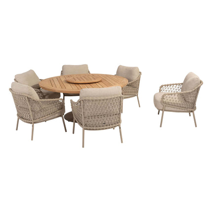 4 Seasons Outdoor Sardinia low dining stoel + Taste 4SO Saba low dining teak tafel 160 Ø cm latte - Image 3