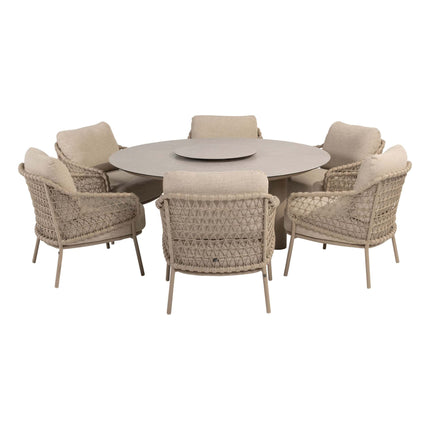 4 Seasons Outdoor Tuinset Sardinia low dining stoel + Taste 4SO Donato low dining tafel 160 cm Ø latte