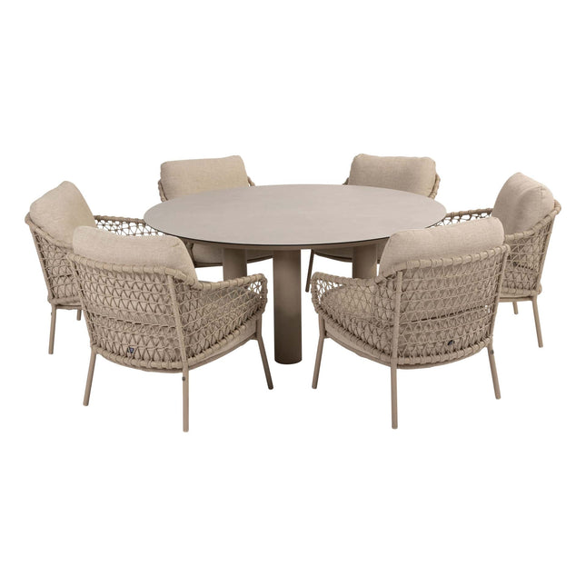 4 Seasons Outdoor Sardinia low dining stoel + Taste 4SO Donato low dining tafel 160 cm Ø latte - Image 1