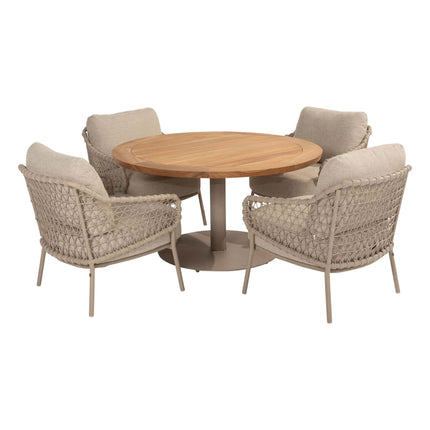 4 Seasons Outdoor Tuinset Sardinia low dining stoel + Taste 4SO Saba low dining latte onderstel met teak tafel 130 Ø cm