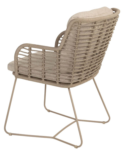4 Seasons Outdoor Fabrice dining stoel latte + Taste 4SO Corsica tafel kiezel-vorm teak 240 cm
