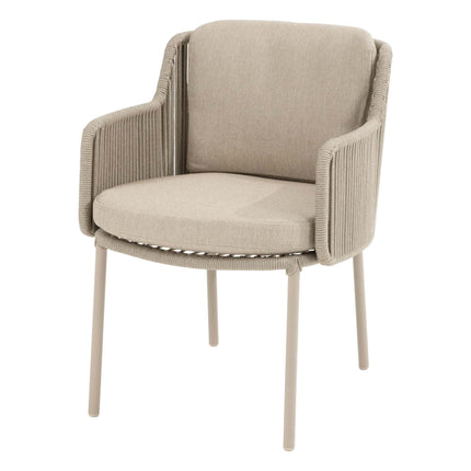 Bernini dining stoel latte met kussens - voorkant