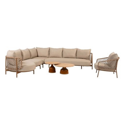 4 Seasons Outdoor Martinique modulaire lounge + Loungestoel + June caramel salontafels - Image 1