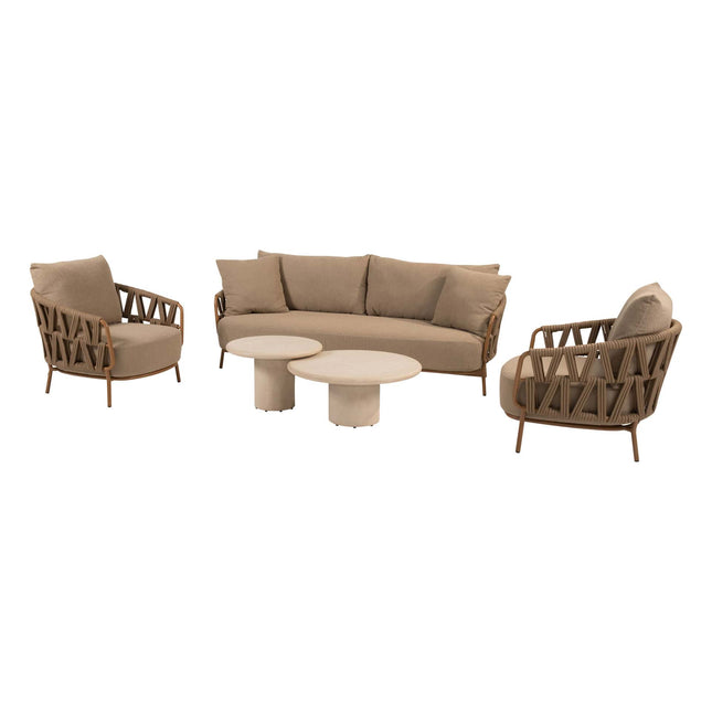4 Seasons Outdoor Biarritz loungeset Amber: 3-zits bank + 2 loungestoelen + Hampton salontafels - Image 1