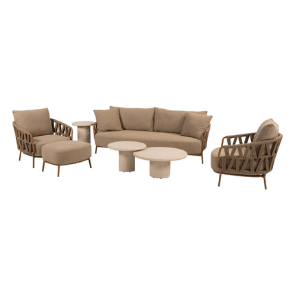 4 Seasons Outdoor Biarritz loungeset Amber: 3-zits bank + 2 loungestoelen + voetenbank + Hampton salontafels - Image 1