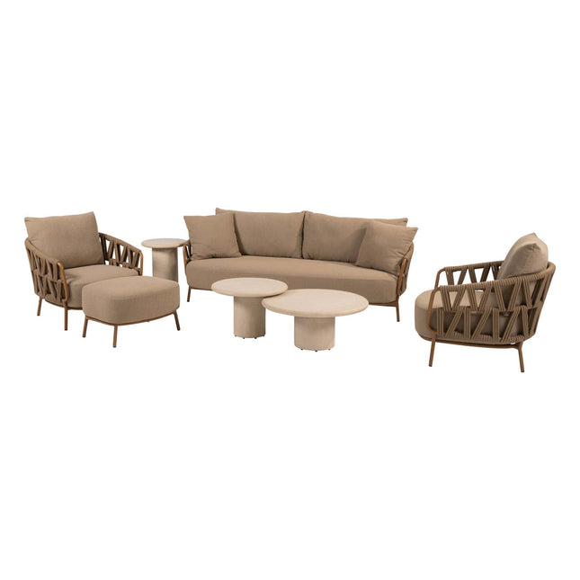 4 Seasons Outdoor Biarritz loungeset Amber: 3-zits bank + 2 loungestoelen + voetenbank + Hampton salontafels - Image 1