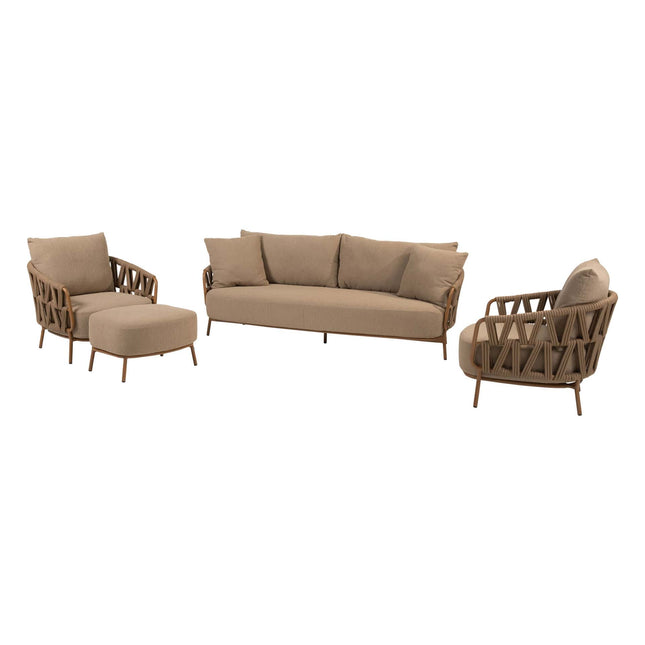 4 Seasons Outdoor Biarritz loungeset Amber: 3-zits bank + 2 loungestoelen + voetenbank - Image 1
