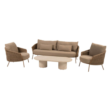 4 Seasons Outdoor Molina 3 zitsbank +  loungestoelen + Hampton salontafel 140 cm - Image 1
