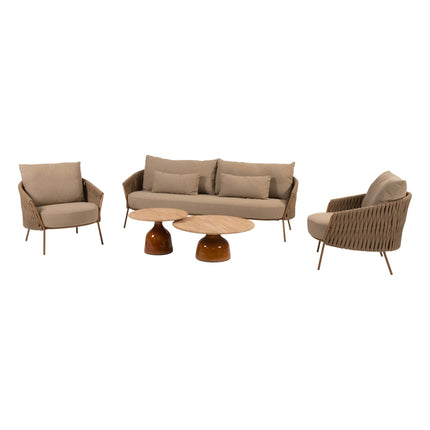 4 Seasons Outdoor Molina 3 zitsbank +  loungestoelen + June caramel salontafels - Image 1