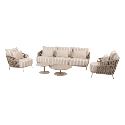 4 Seasons Outdoor Beverly loungeset: 3-zits bank + 2x lounge stoel + Boaz salontafels Latte - Image 1