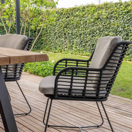 4 Seasons Outdoor Fabrice dining antraciet + Taste 4SO Fiesta bistrotafel 90 Ø cm