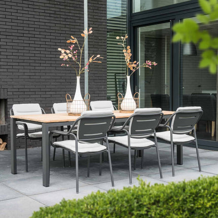 4 Seasons Outdoor Goa teak tafel 220 cm aluminium onderstel