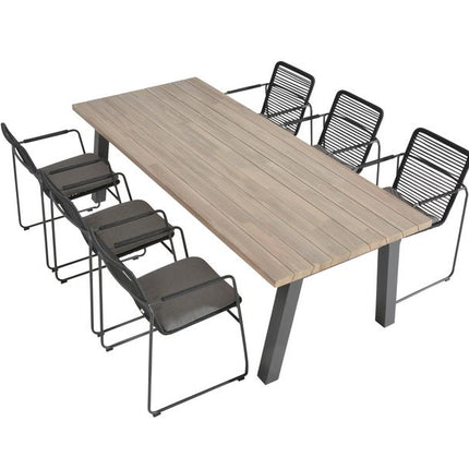 Taste 4SO Elba dining tuinstoel – stapelbaar met rope en RVS frame in antraciet