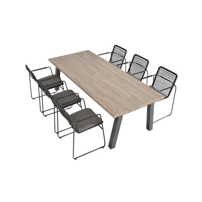 Taste 4SO Elba dining tuinstoel – stapelbaar met rope en RVS frame in antraciet