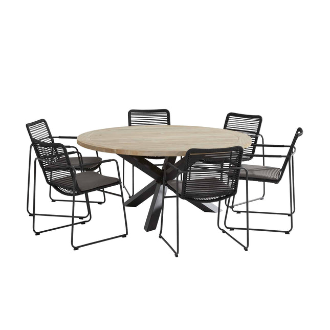 Taste 4SO Louvre teak tafel 160 Ø cm aluminium onderstel