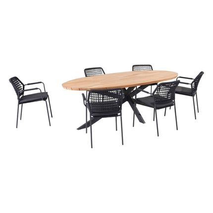 Taste 4SO Barista dining antraciet + Prado tafel ovaal 240 cm antraciet onderstel
