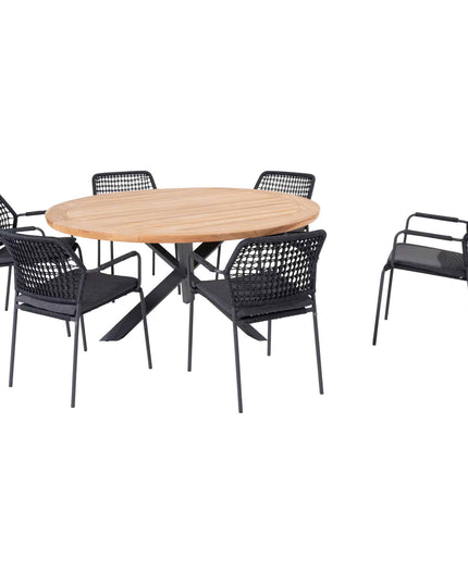 Taste 4SO Barista dining antraciet + Prado teak tafel 160 Ø cm