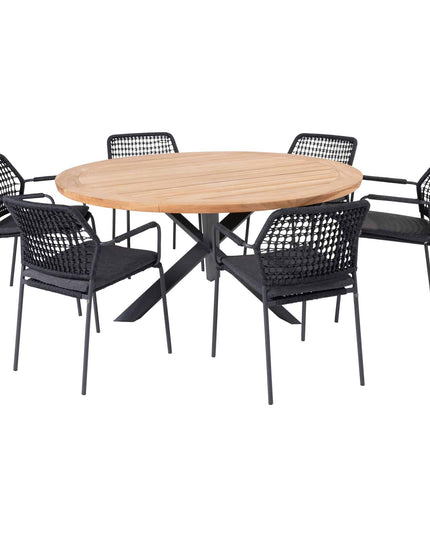 Taste 4SO Barista dining antraciet + Prado teak tafel 160 Ø cm