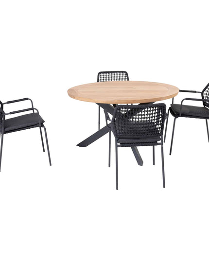 Taste 4SO Barista dining antraciet + Prado teak tafel 130 Ø cm