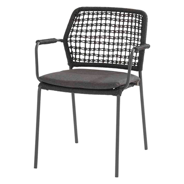 Taste 4SO Barista dining antraciet + 4 Seasons Outdoor Locarno tafel HPL slate antraciet 130 Ø cm