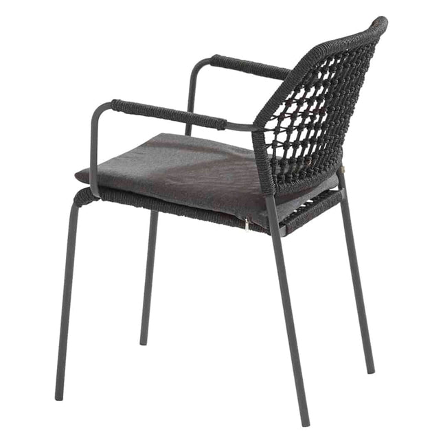 Taste 4SO Barista dining antraciet + 4 Seasons Outdoor Locarno tafel HPL slate antraciet 130 Ø cm