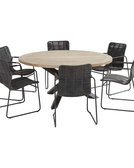 Taste 4SO Palma dining antraciet + Louvre teak tafel 160 Ø cm