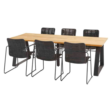 Taste 4SO Palma dining antraciet + Basso teak tafel 240 cm