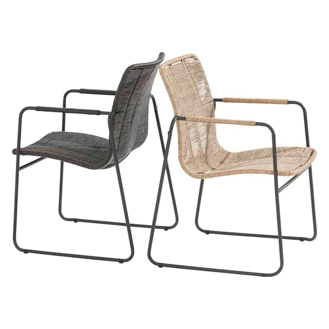 Taste 4SO Palma dining antraciet + Louvre teak tafel 160 Ø cm