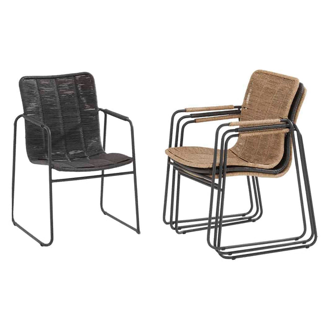 Taste 4SO Palma dining antraciet + Louvre teak tafel 160 Ø cm