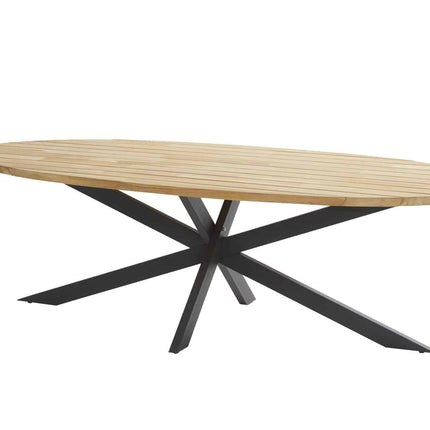 4 Seasons Outdoor Fabrice dining antraciet + Taste 4SO Prado teak tafel ellips 240 cm