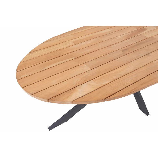 4 Seasons Outdoor Aprilla dining antraciet + Taste 4SO Prado teak tafel ovaal 240 cm