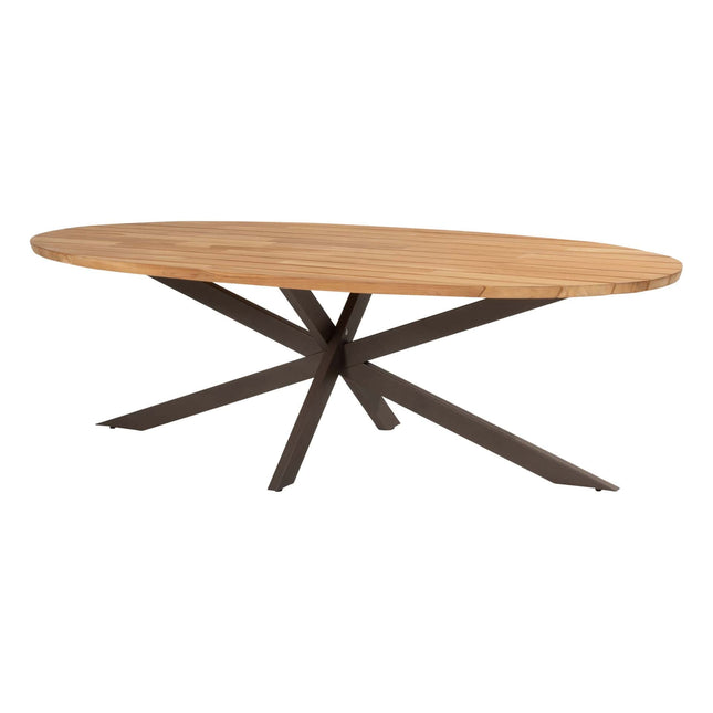 4 Seasons Outdoor Bernini dining stoel + Taste 4SO Prado teak tafel ovaal 240 cm terre onderstel