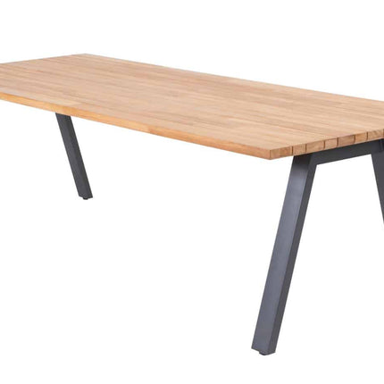 4 Seasons Outdoor Aprilla dining antraciet + Taste 4SO Ambassador teak tafel 240 x 100 cm