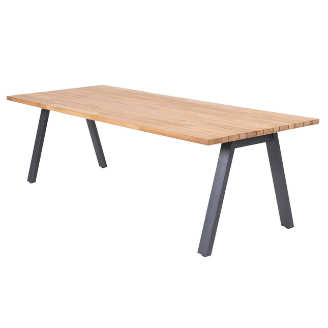 4 Seasons Outdoor Aprilla dining antraciet + Taste 4SO Ambassador teak tafel 240 x 100 cm
