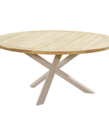 4 Seasons Outdoor Murcia dining latte (6 st.) + Taste 4SO Prado teak tafel latte onderstel Ø 160 cm