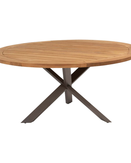 4 Seasons Outdoor Bernini dining stoel + Taste 4SO Prado teak tafel 160 Ø cm terre onderstel