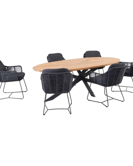 Taste 4SO Belmond dining antraciet + Prado tafel 240 cm ovaal