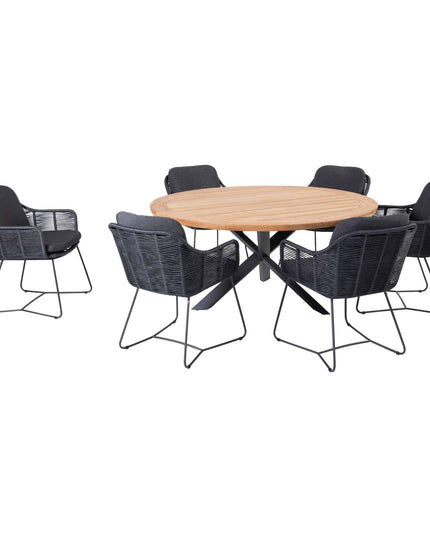 Taste 4SO Belmond dining antraciet (6 st.) + Prado tafel Ø 160 cm