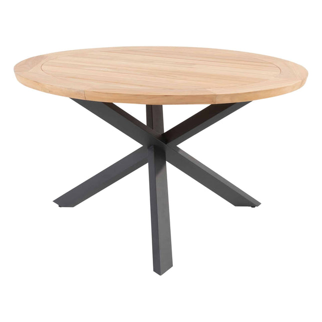 4 Seasons Outdoor Veneto dining antraciet + Taste 4SO Prado teak tafel 130 Ø cm