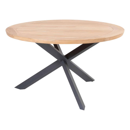 4 Seasons Outdoor Fabrice dining antraciet + Taste 4SO Prado teak tafel 130 Ø cm