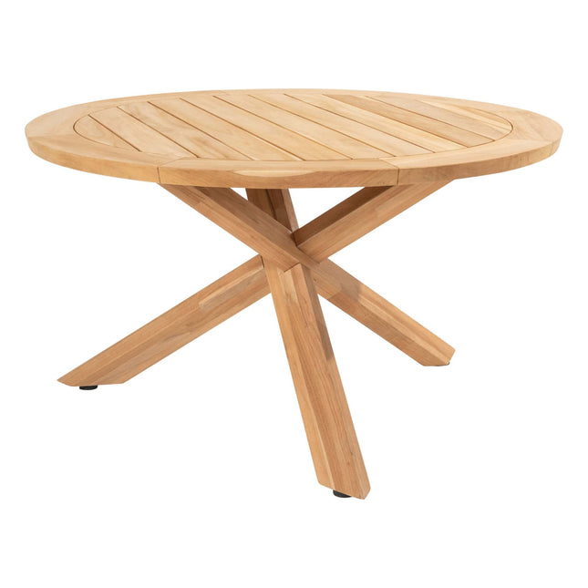 Taste 4SO Manitoba stapelbare dining stoel olive + Prado teak onderstel met teak tafel Ø 130 cm