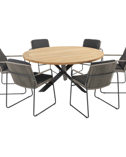 Taste 4SO Parma stapelbare dining + Prado teak tafel 160 Ø cm