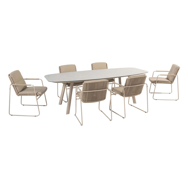 Taste 4SO Parma stapelbare dining + Manolo tafel latte met geprint keramiek tafelblad 240 cm - Image 1