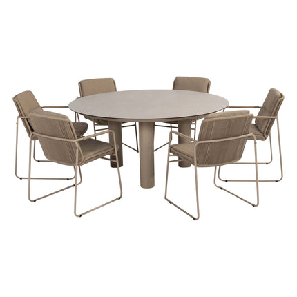 Taste 4SO Parma stapelbare dining latte + Donato tafel 160 Ø cm latte