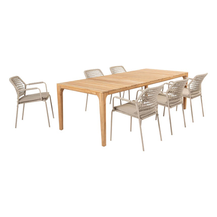 Taste 4SO Barista dining latte + Liam teak tafel 240 cm
